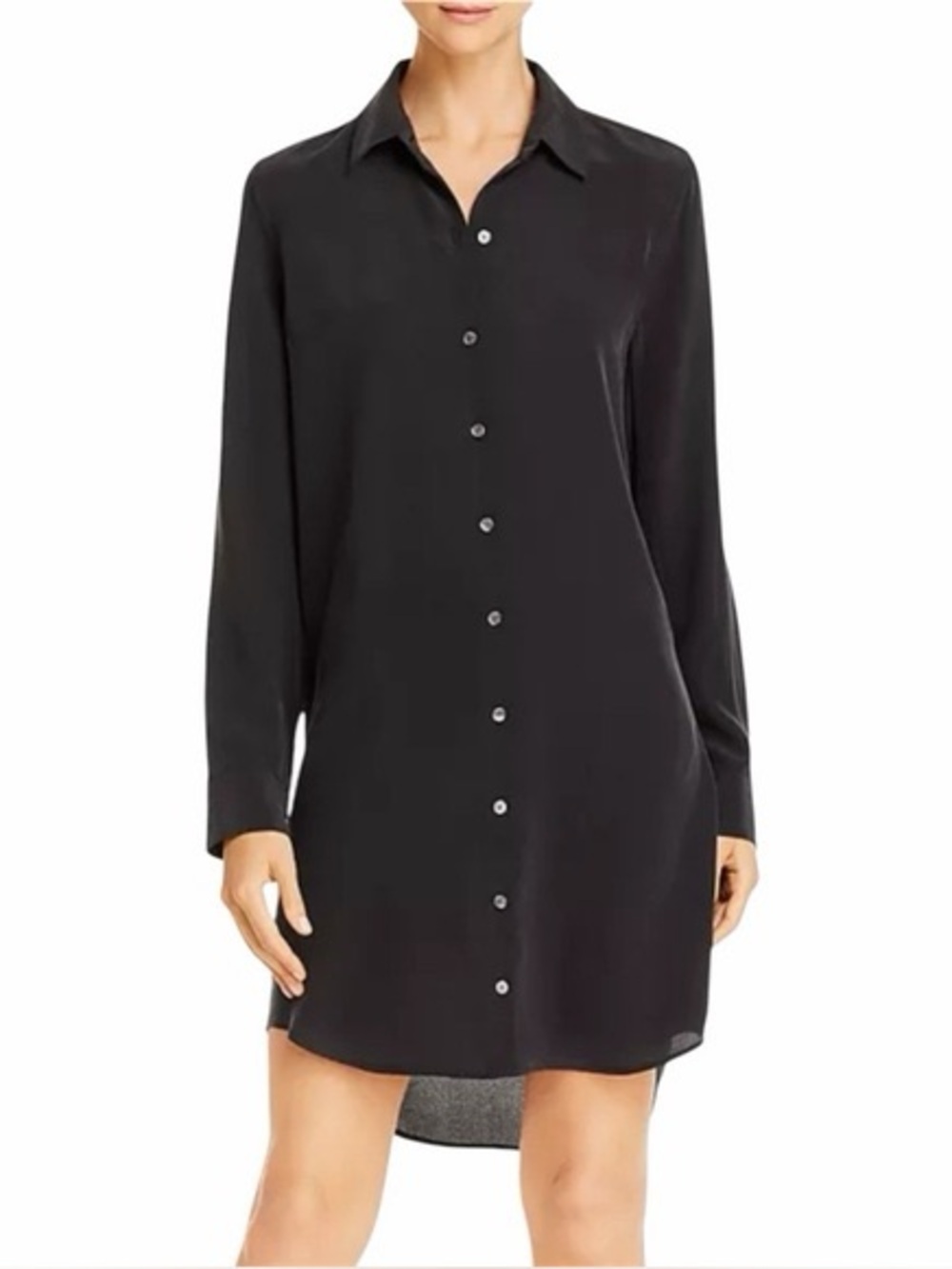 Equipment Black Silk Shirt Dress M